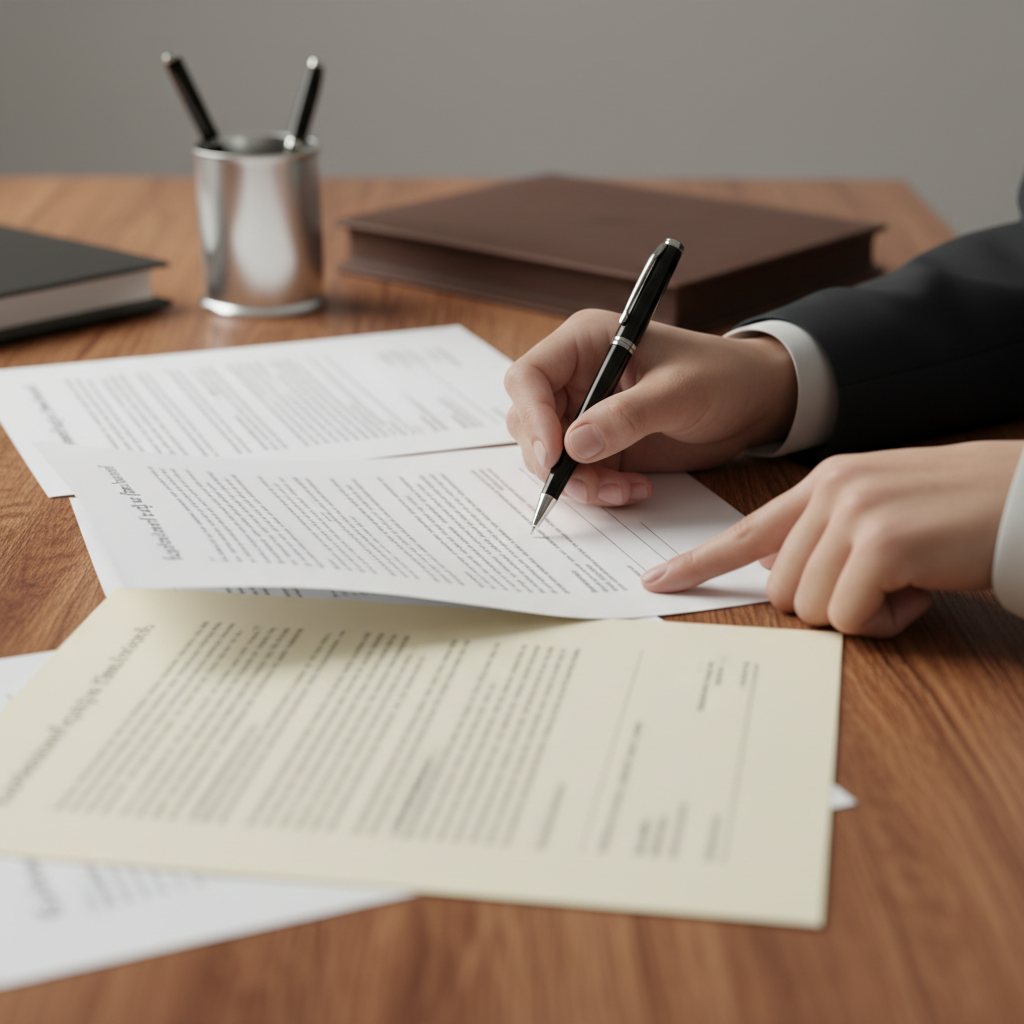Close-up of hands signing family law paperwork, illustrating family legal help steps in Brampton