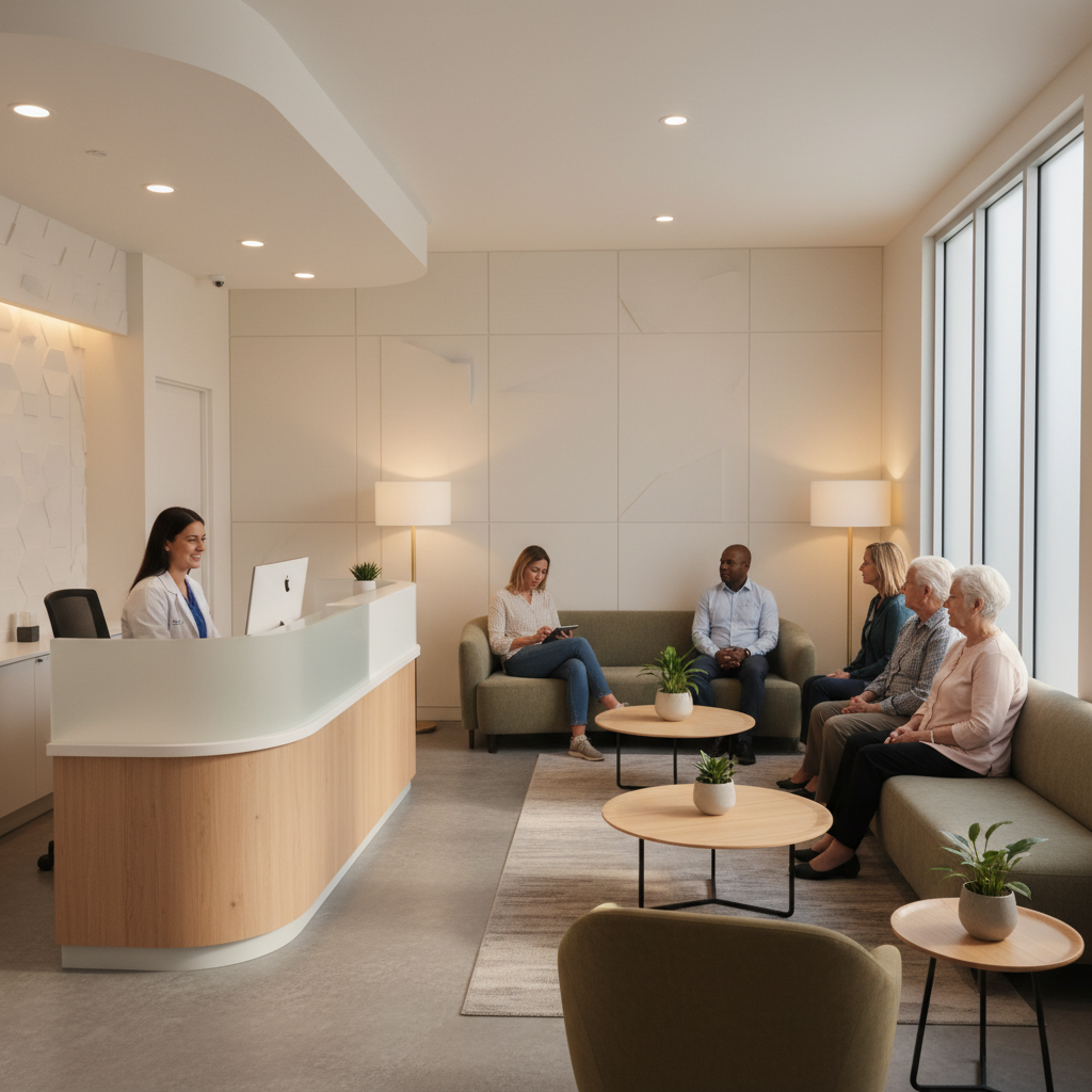 Reception and waiting area at an outpatient clinic in Ontario, representing welcoming methadone clinic locations and supportive staff