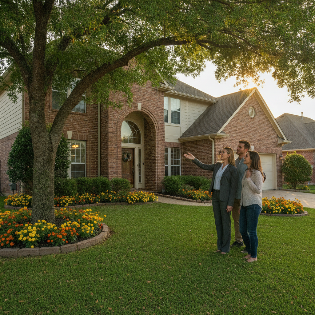 Realtor showing a suburban home at sunset, illustrating local Cambridge and Waterloo Regional Municipality market dynamics