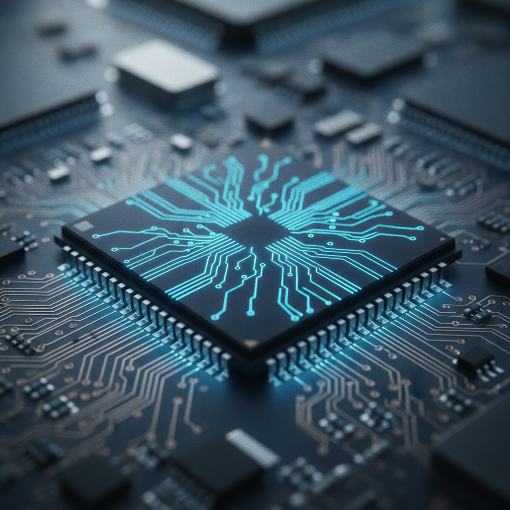 Close-up of AI-powered content generation chip symbolizing multi-agent SEO automation and governed workflows