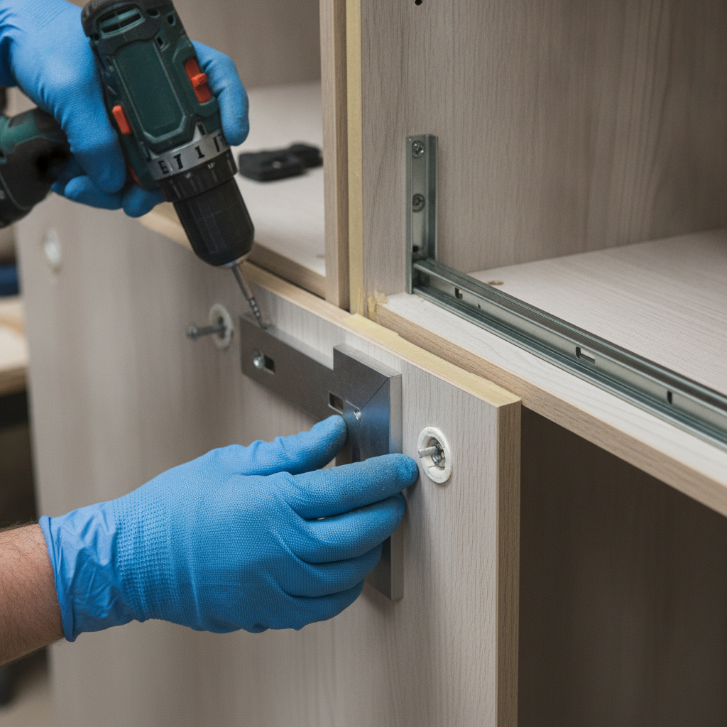 Closet Design & Custom Installation: Make Room and Stay Organized 1 Close-up of custom closet installation hardware with soft-close slides and adjustable pins in a professional custom closet installation