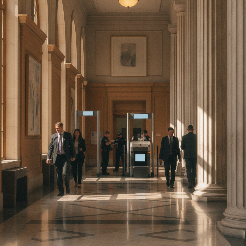 Courthouse hallway perspective showing where immigration appeals and judicial reviews proceed, reinforcing the importance of timely filings