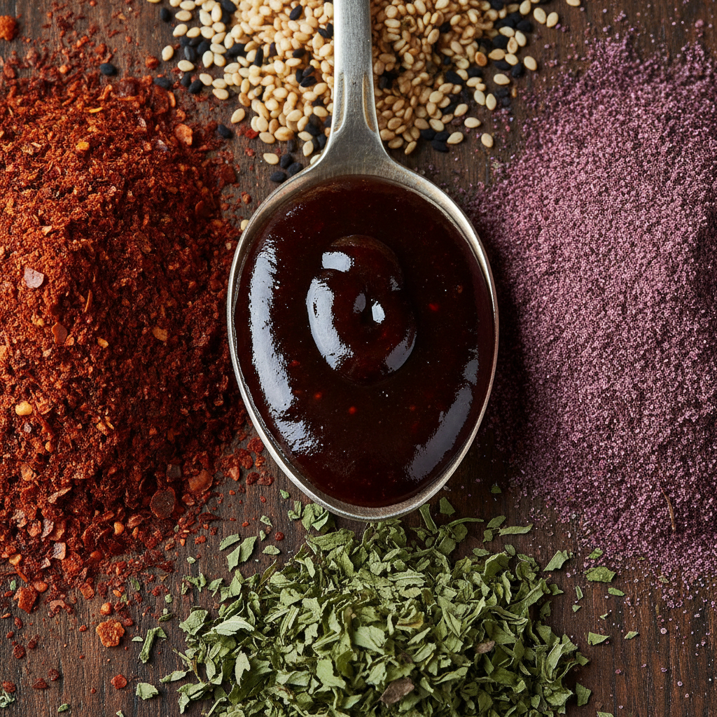 Close-up of Turkish spices like sumac and Aleppo pepper for Turkish cuisine ingredients explained