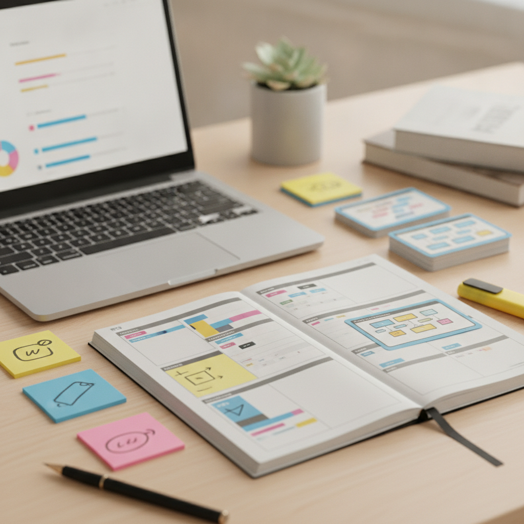 CAPM study planner close-up for beginners showing organized weekly tasks and project management prep materials