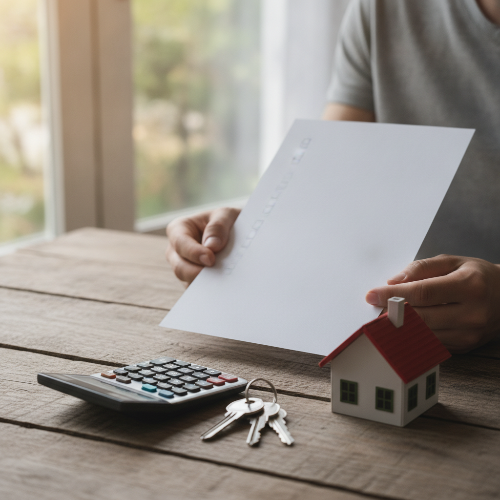 Close-up of a buyer’s homebuying checklist with keys and a model house, illustrating the true cost to buy a home planning details