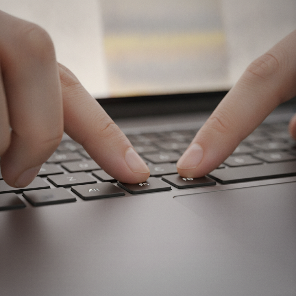 Close-up view of hands optimizing website settings on a laptop to increase SEO traffic with American English best practices
