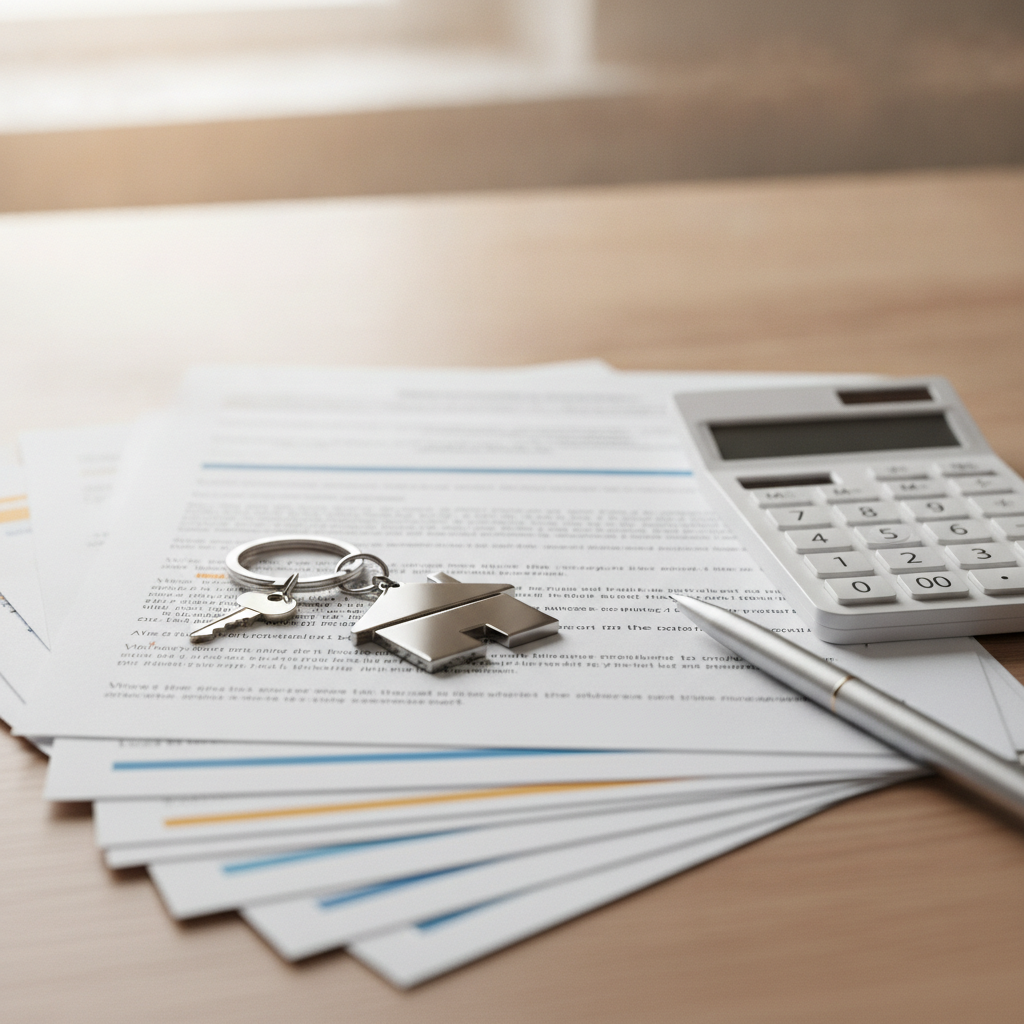 House keys, mortgage documents, and calculator illustrating a cash-out refinance process for Australian homeowners