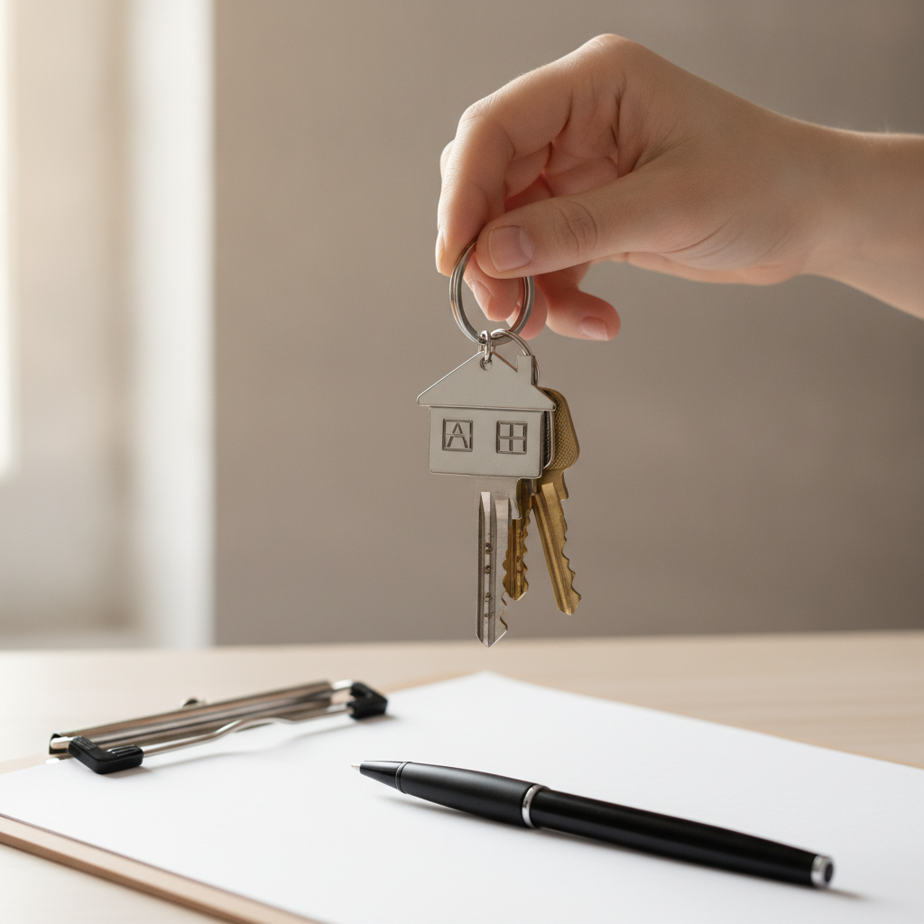 Close-up of apartment keys over clipboard, symbolizing a renters insurance quote checklist in Ontario