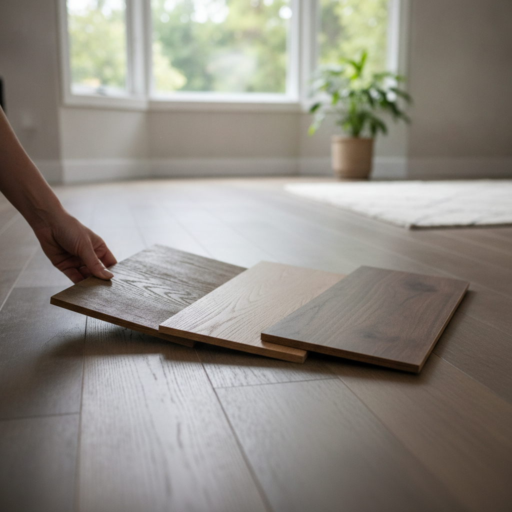 Close-up detail of a Brampton home interior during valuation prep, highlighting flooring condition for accurate home valuation in Brampton