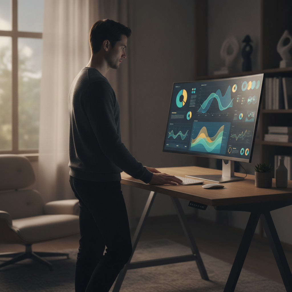 Modern workspace reviewing analytics charts after applying SEO optimization steps