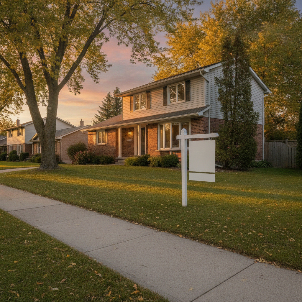 Cambridge Ontario suburban home with for-sale sign during a counter offer negotiation stage