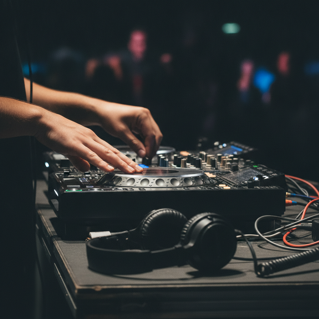 Close-up of professional DJ mixing gear for an Oakville wedding reception checklist
