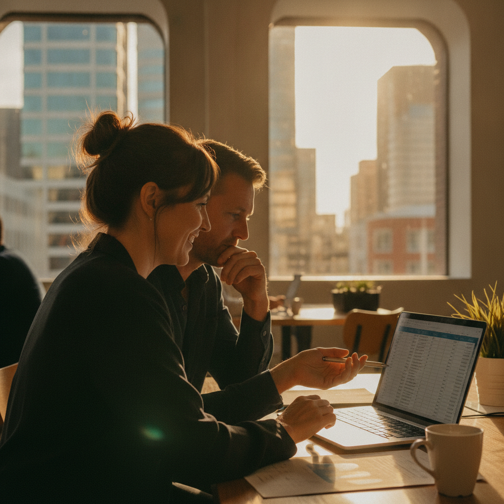 Parramatta business owner reviewing payroll and STP with an AATBS accountant