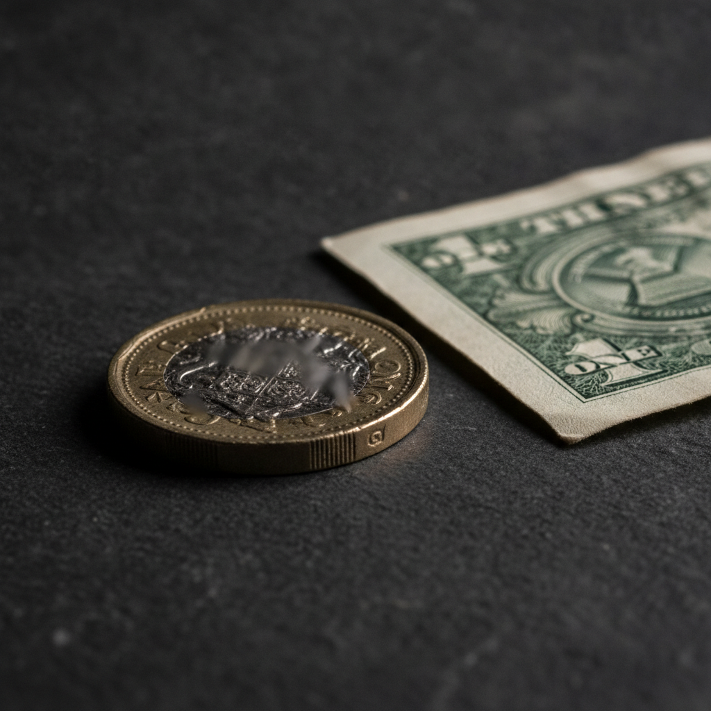 Macro close-up of British pound coin and U.S. dollar bill symbolizing GBP/USD fundamental analysis drivers