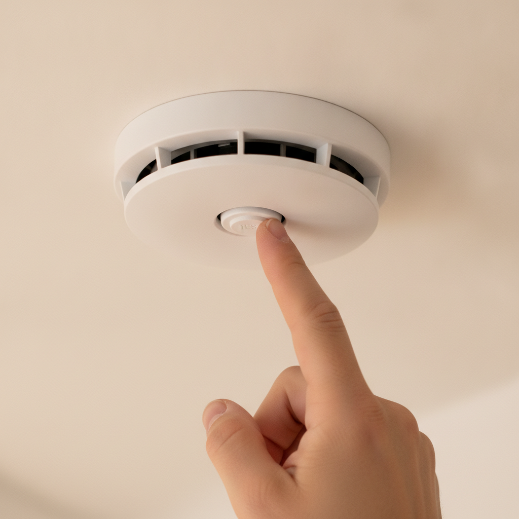 Testing a smoke detector as part of an Ontario homeowners insurance safety checklist