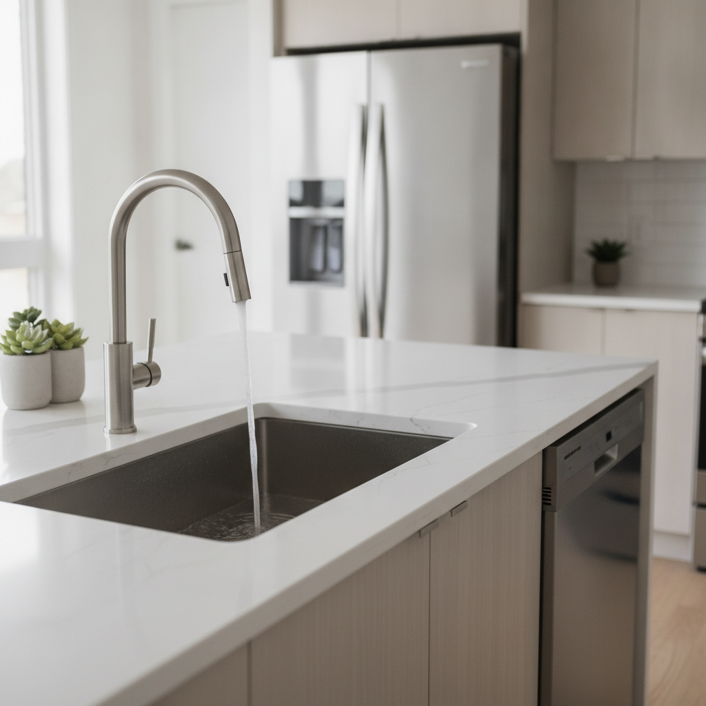 Modern Edmonton new-build kitchen detail representing Edmonton housing quality and finishes