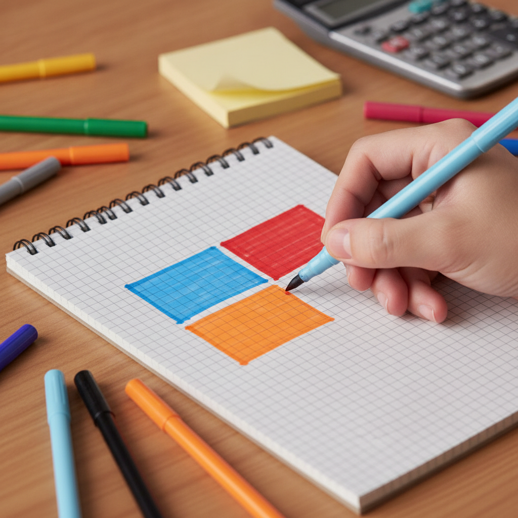 Close-up detail of a color-coded risk matrix sketch, reflecting PMI-RMP mock exam questions practice