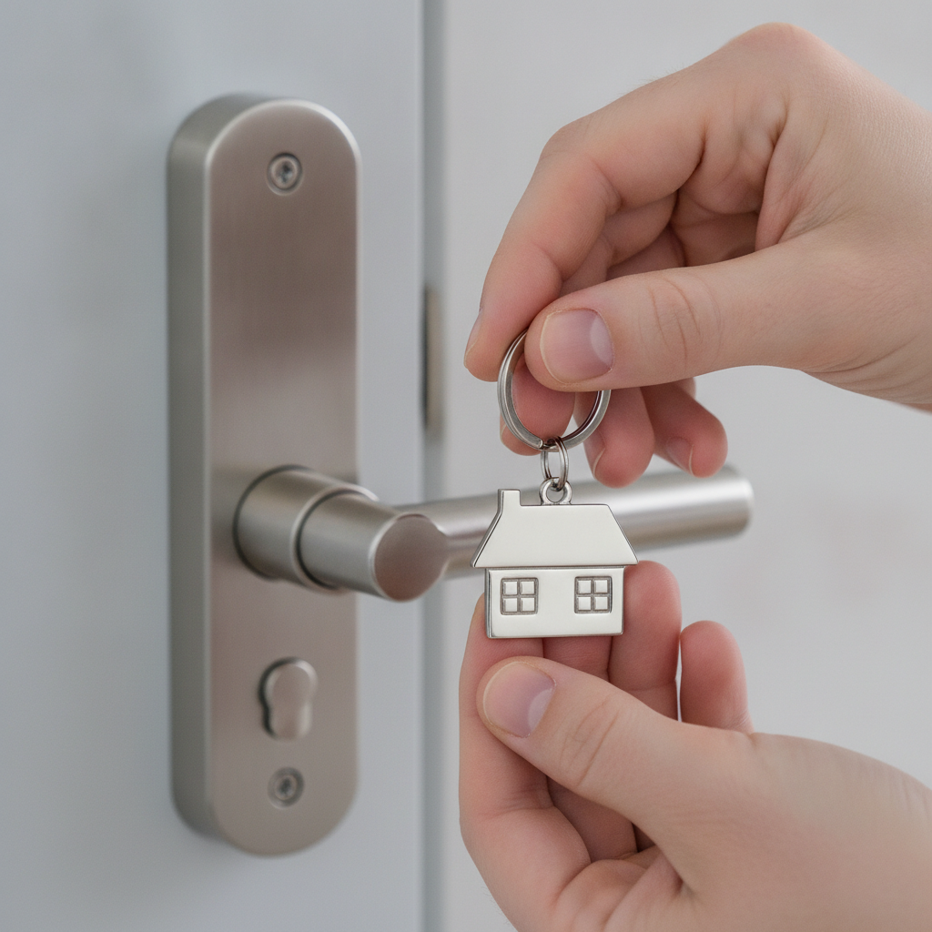 Close-up of landlord holding keys for a rental property listing, illustrating free rental advertising workflow