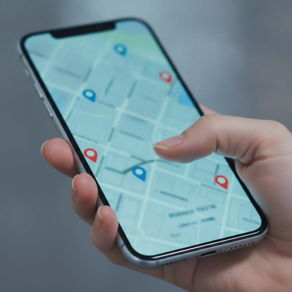 Close-up smartphone showing Surrey MLS map pins for property search filters to use
