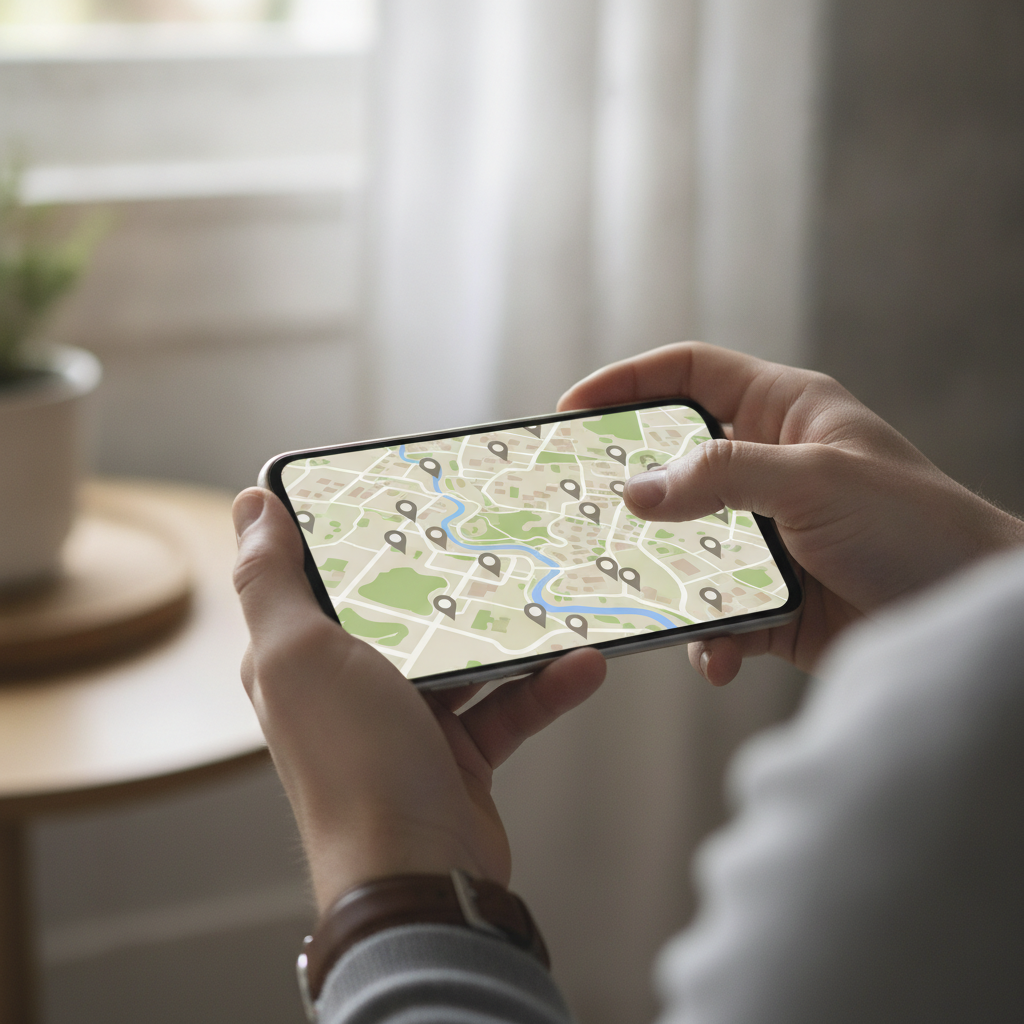 Buyer checking MLS map alerts on smartphone for Metro Vancouver real estate trends