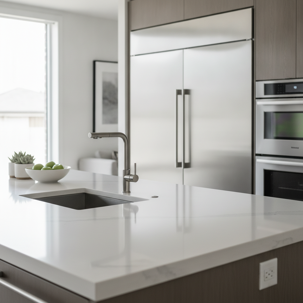 Modern GTA home interior kitchen with quartz island showcasing Greater Toronto Area homes for sale appeal