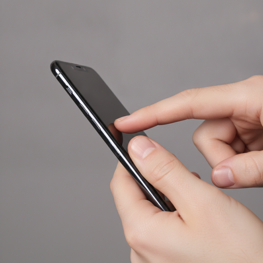 Close-up hands using button combo for phone hard reset as part of password recovery options for phones