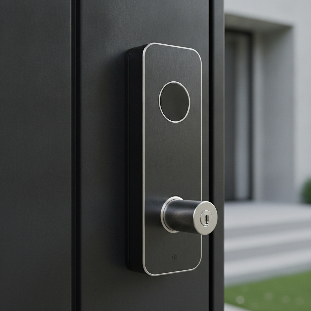 Close-up of premium smart lock, a key smart home automation device for secure entry