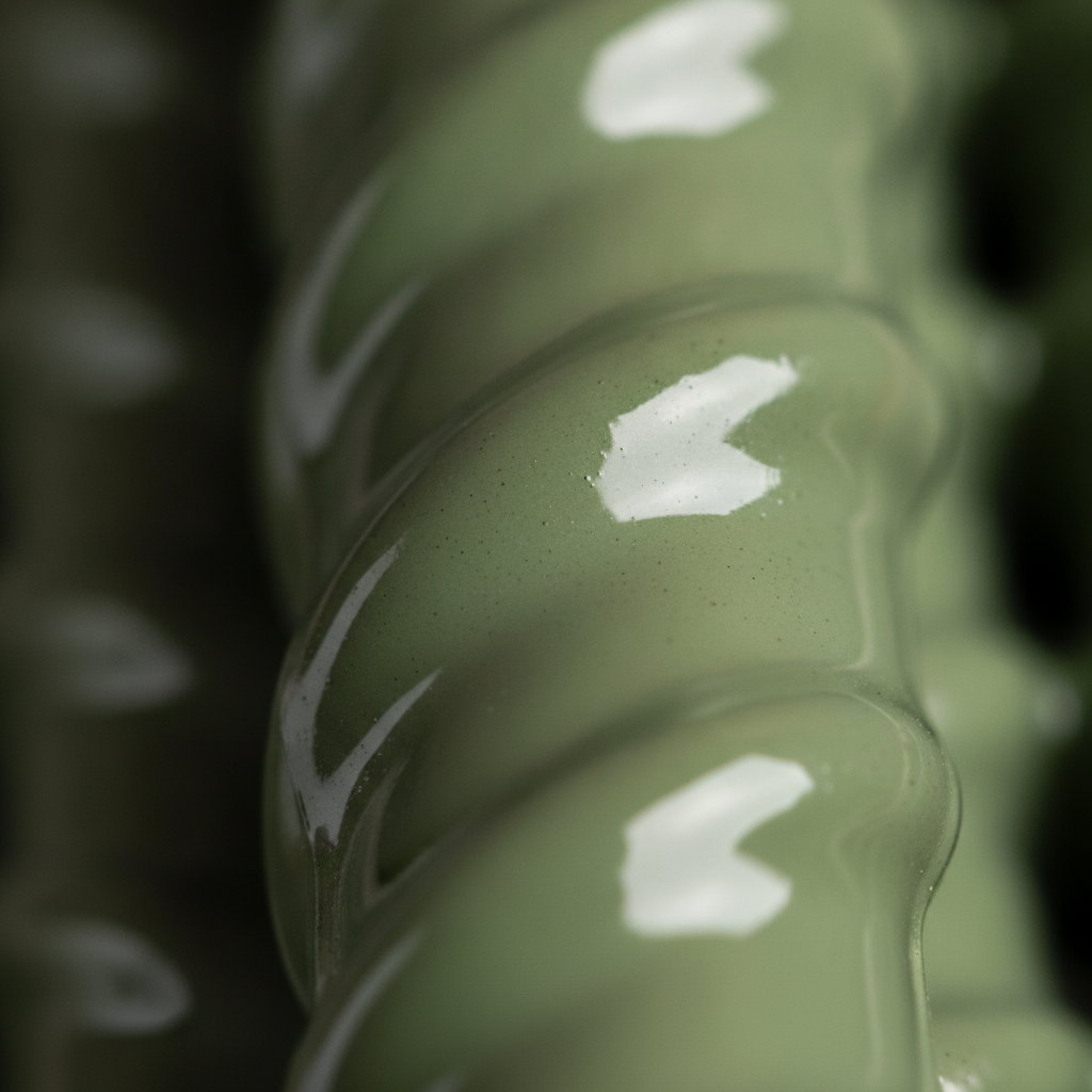 Close-up of green epoxy-coated rebar ribs showing uniform coating over deformations, illustrating how epoxy coated bars protect steel in chloride exposure