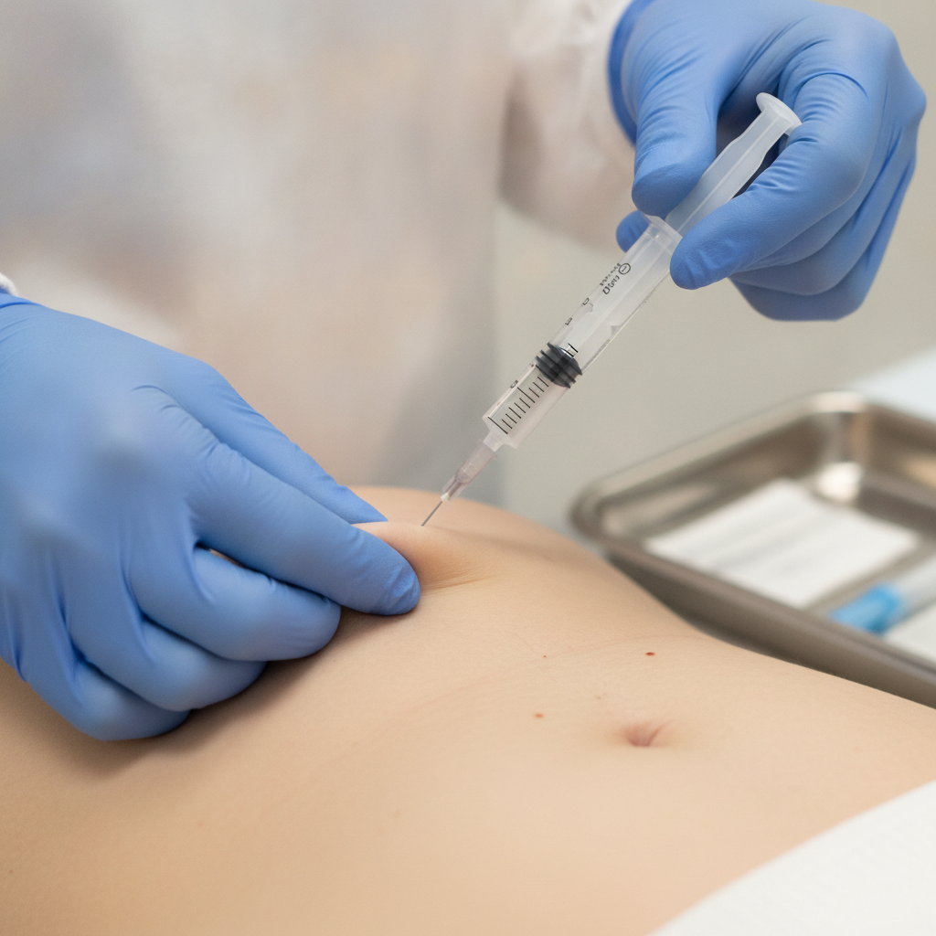 Close-up of Sublocade injection technique for starting Sublocade with subcutaneous buprenorphine depot