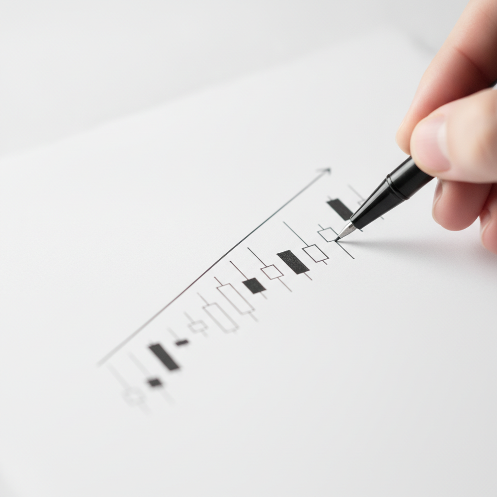 Close-up planning candlestick pattern and risk levels for trading signals today