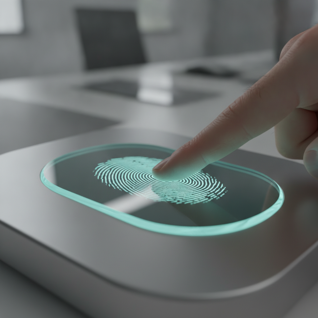 Close-up biometric fingerprint scan for Canadian immigration biometrics in Ontario