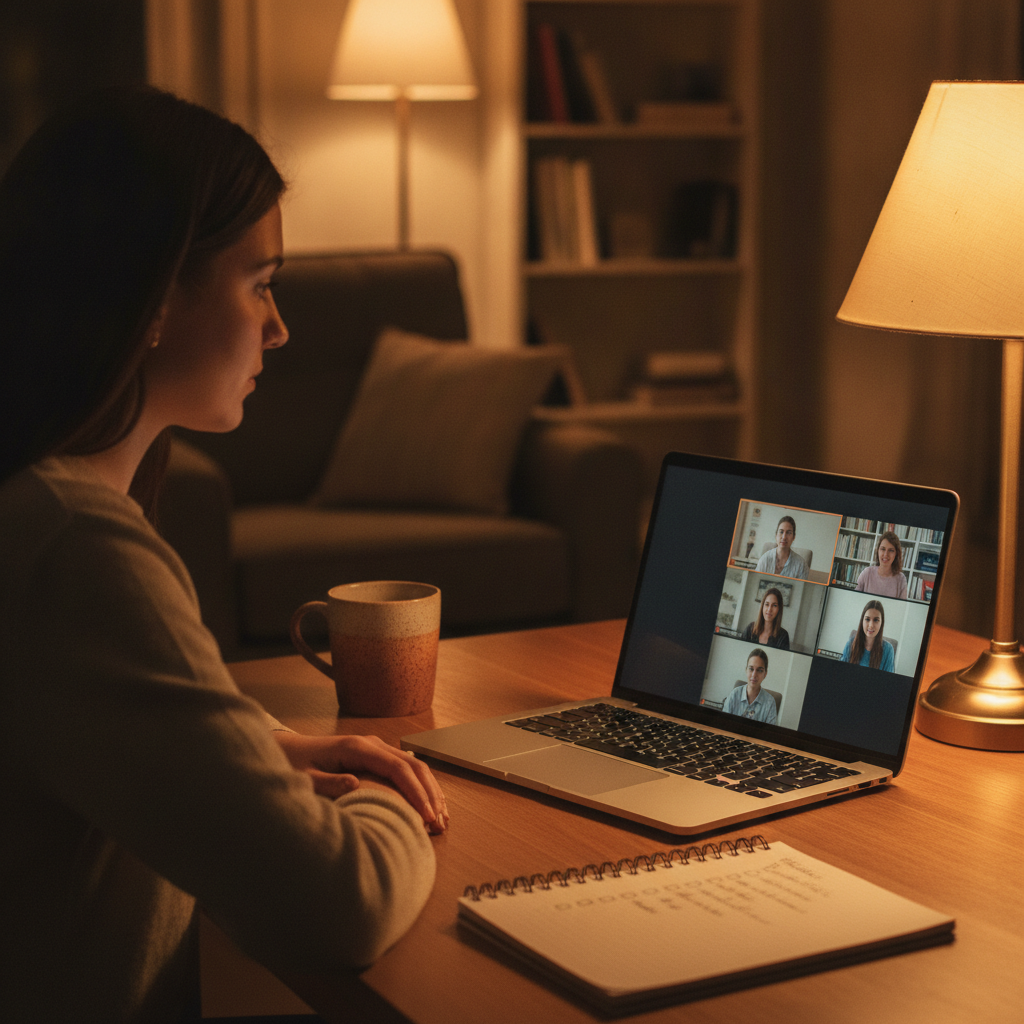 Learner attending a live online CCBA weekend class from home in Mississauga