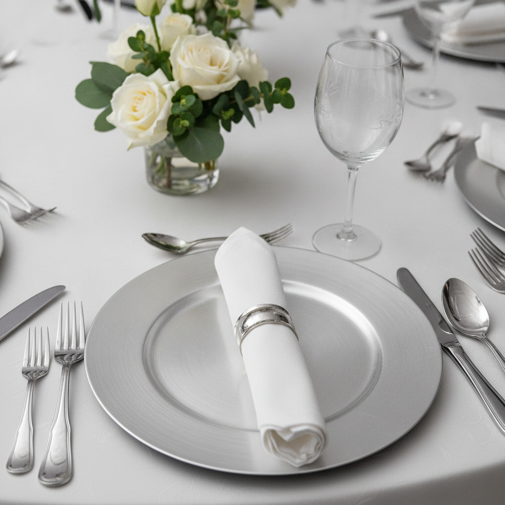 Close-up place setting illustrating Mississauga banquet hall capacity planning for corporate galas