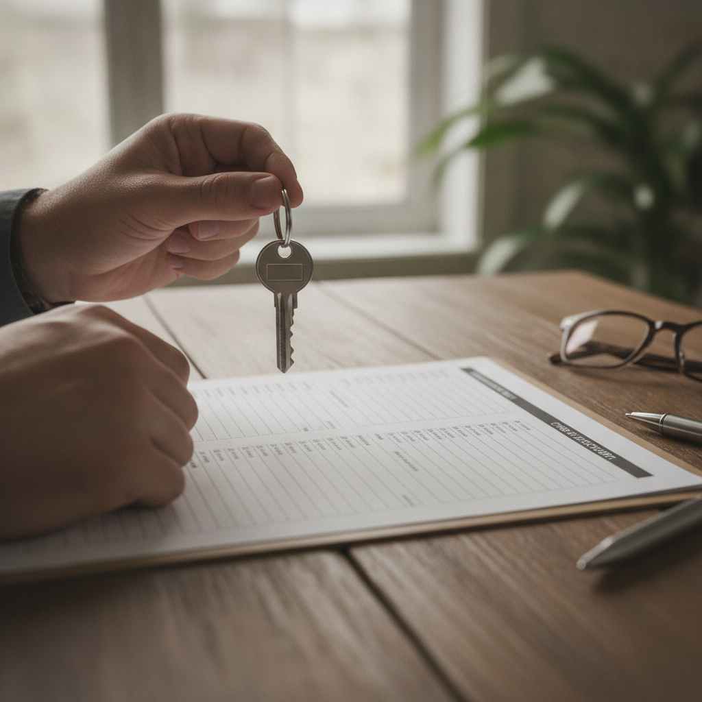 Close-up of Brampton homebuyer holding keys beside a detailed inspection checklist, illustrating due diligence tips for buyers