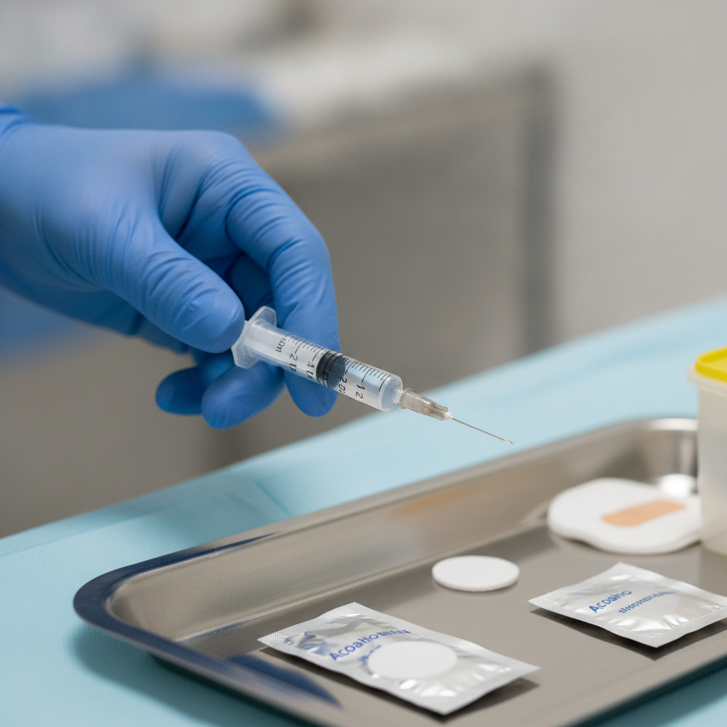 Clinician preparing a monthly Sublocade buprenorphine injection for opioid agonist therapy
