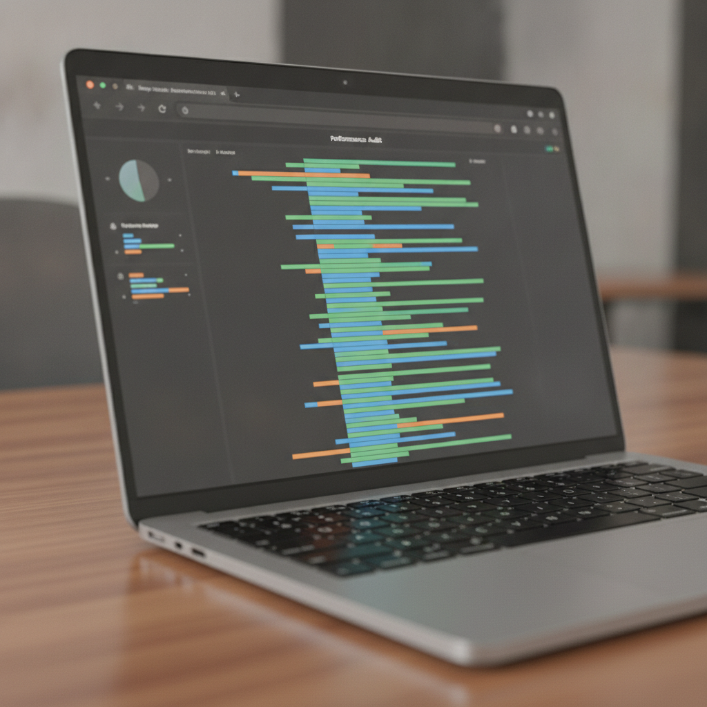 Close-up performance audit visualization illustrating Core Web Vitals checks in a technical SEO audit checklist
