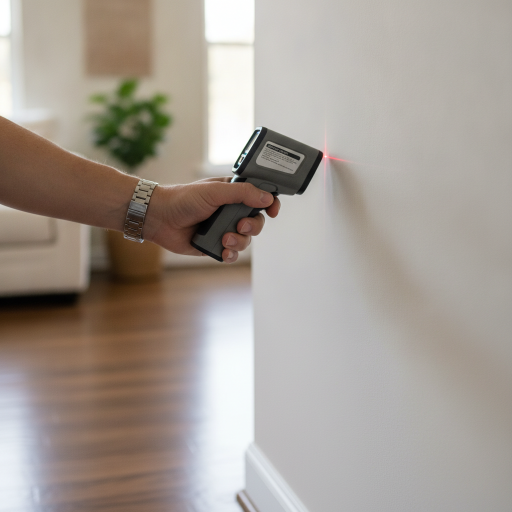 Close-up of valuation measurement during home assessment to estimate home market value in Mississauga