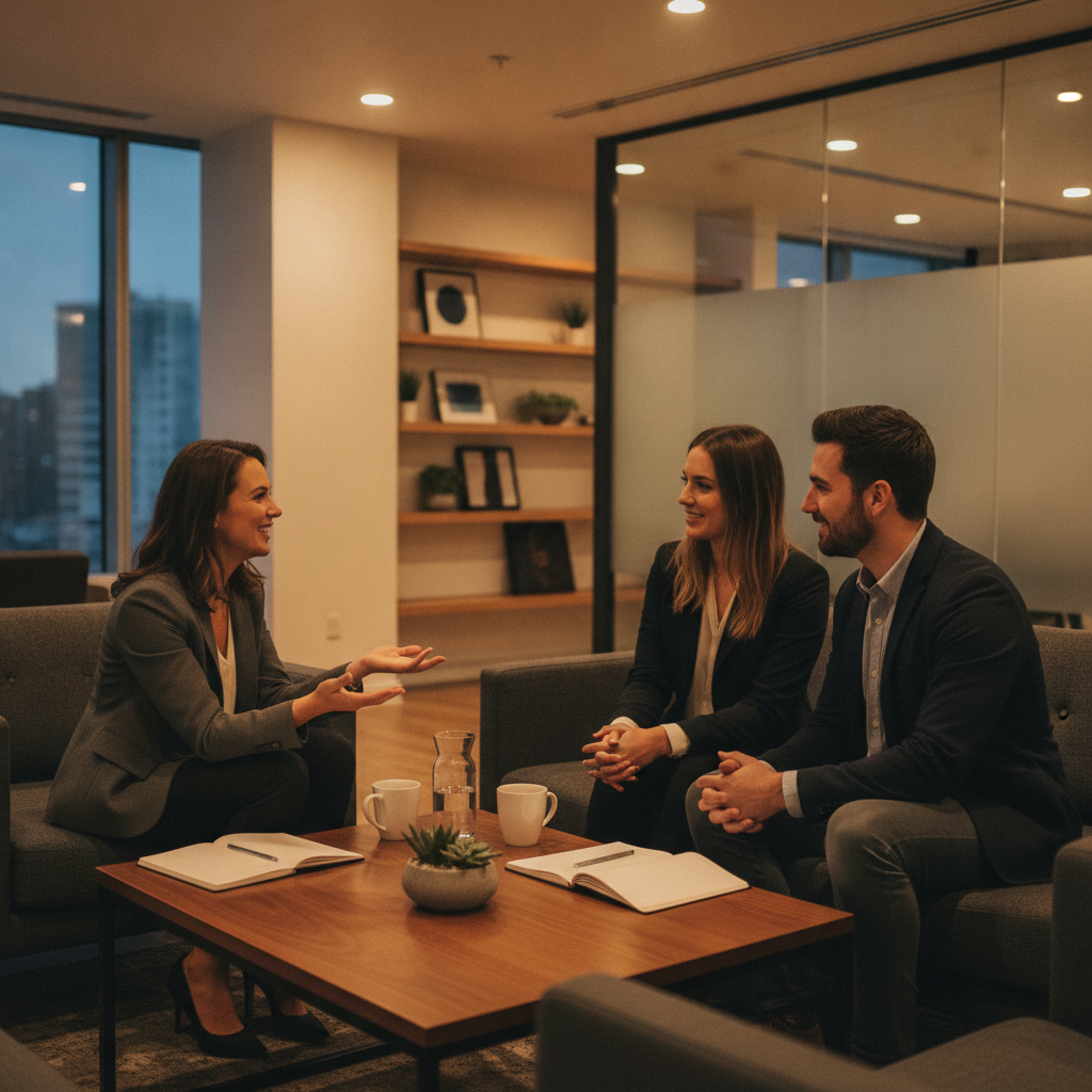 Meeting with a mortgage broker to compare home finance options and finalize an application