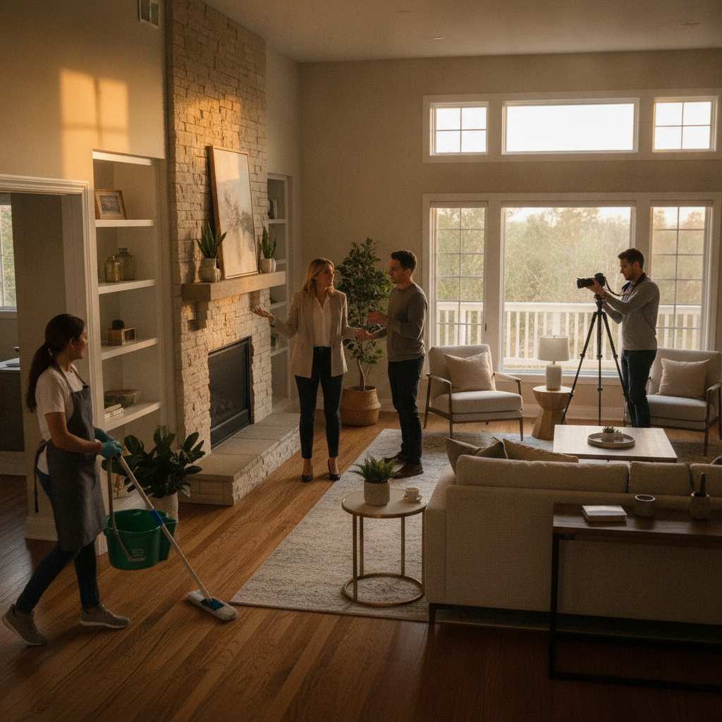 Realtor coordinating stager, photographer, and cleaner for a Mississauga listing as part of concierge real estate service
