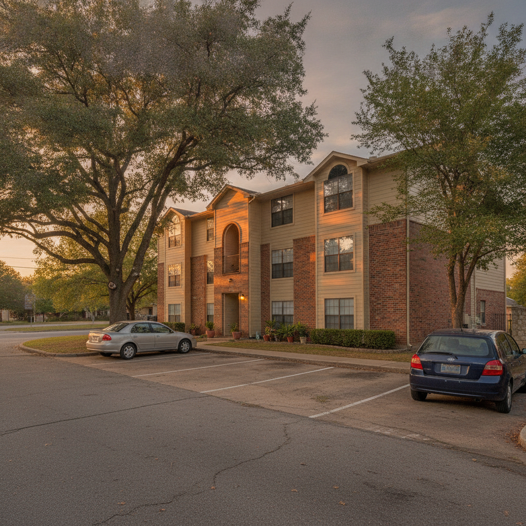 Low-rise fourplex in Cambridge with parking, illustrating small multiunit homes for sale