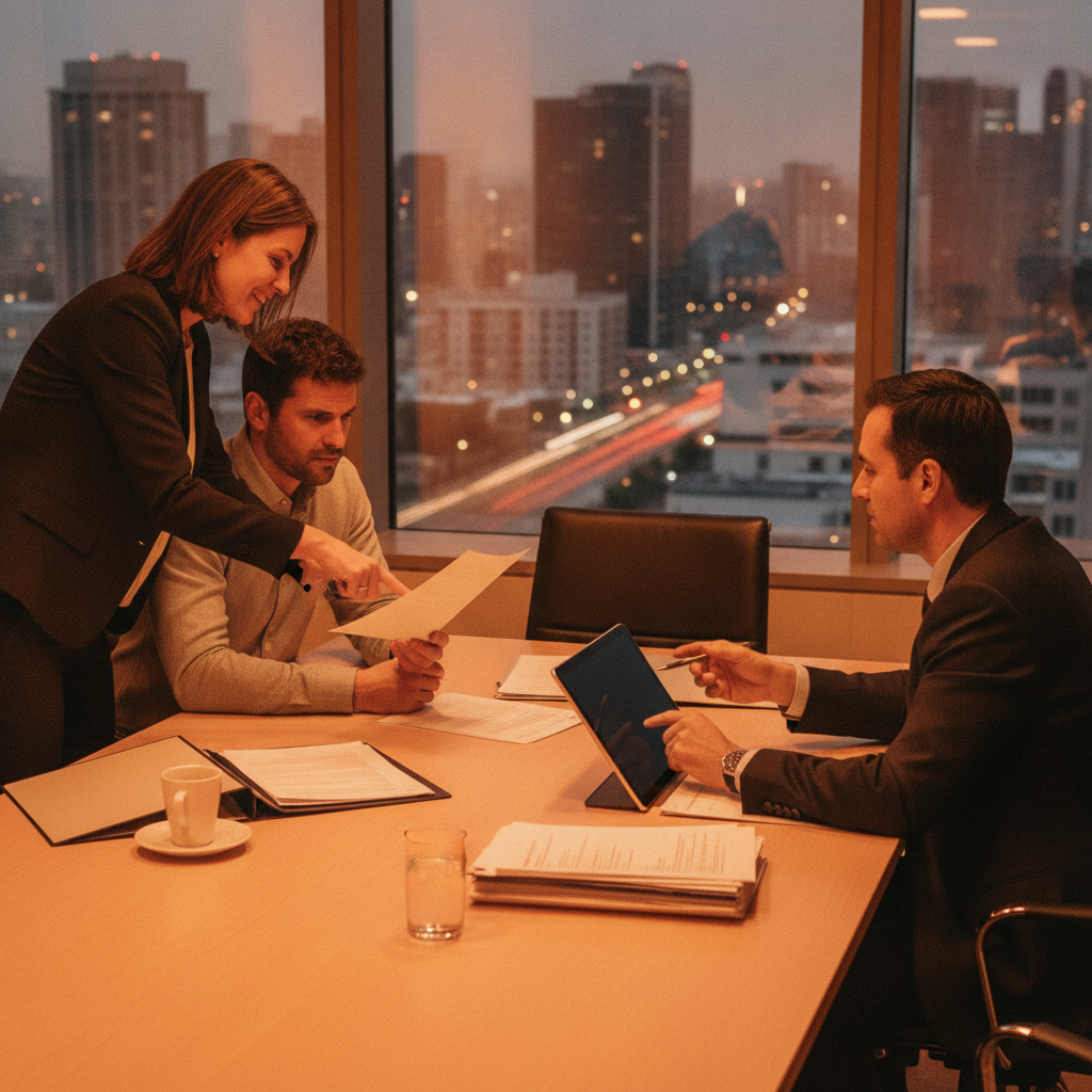 Etobicoke couple reviewing a property purchase checklist with a flat-fee real estate lawyer