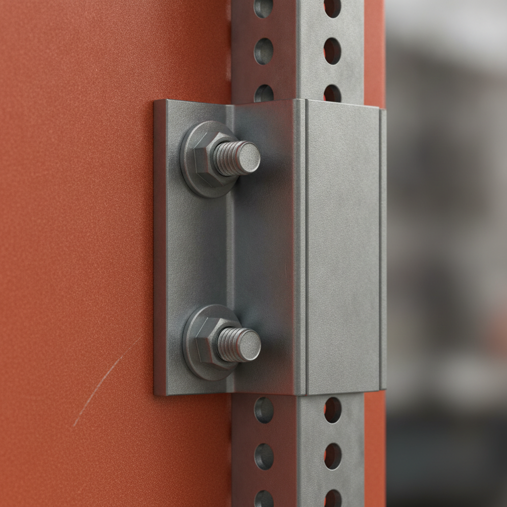 Close-up of retroreflective work zone sign sheeting and hardware for industrial signage visibility
