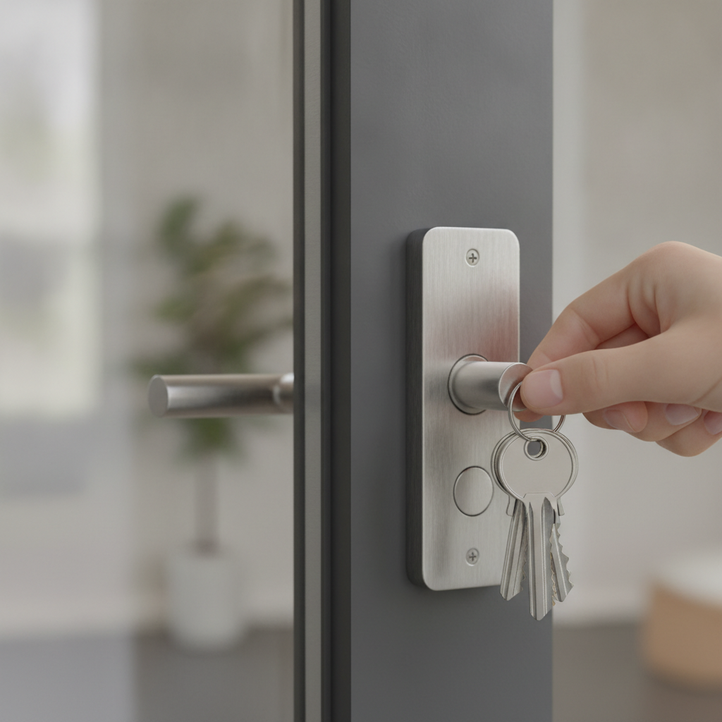 Close-up of house keys at a front door symbolizing seller control over realtor fees when selling a home in Canada