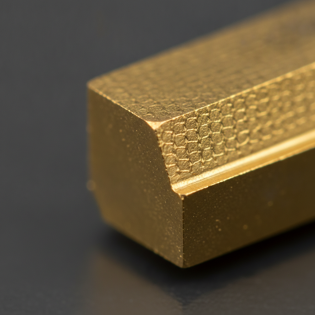 Macro view of TiN PVD-coated carbide cutting insert showing physical vapor deposition detail and sharp edges