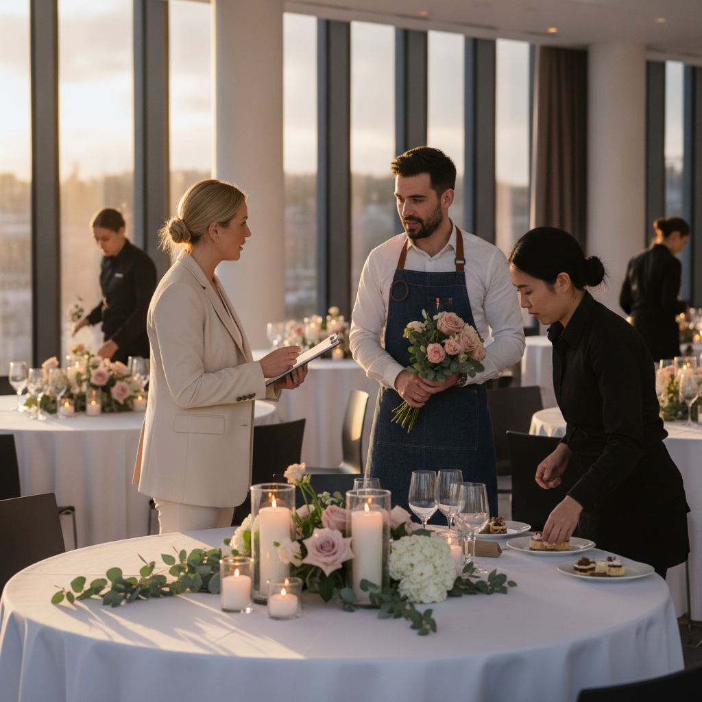 London wedding planner coordinating Nikkah ceremony vendors and décor on site