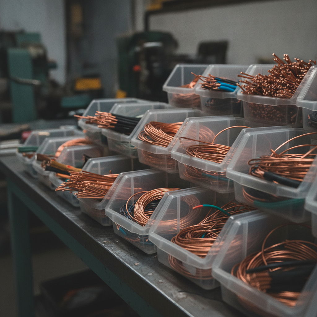 Close-up of sorted copper wire and stripped cables prepared for metal recycling companies in Etobicoke