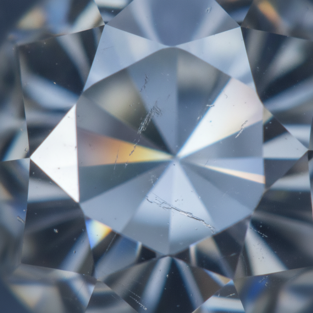 Macro detail of a lab-grown diamond crystal showing facets and fire for lab made diamond engagement rings