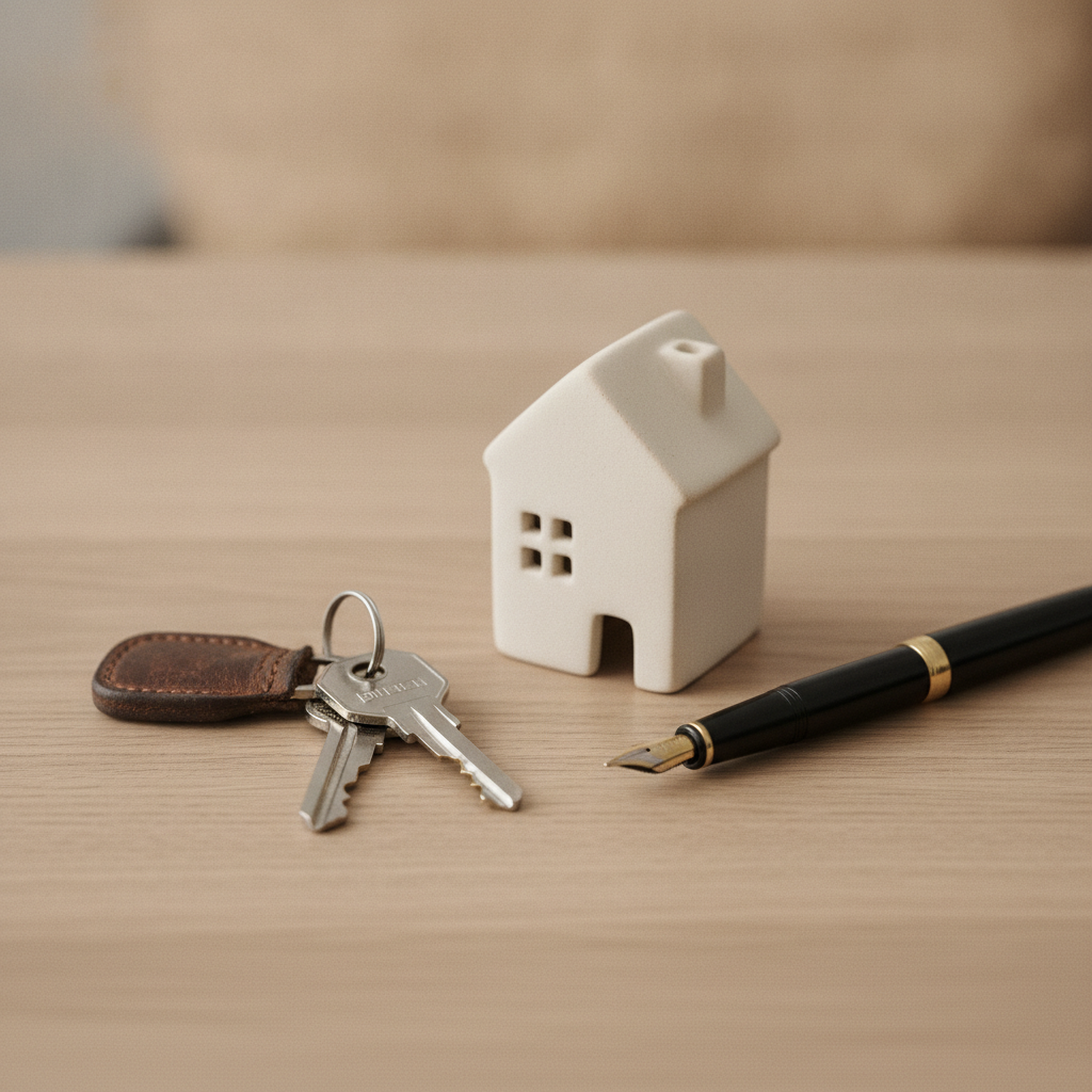 Close-up of keys and pen symbolizing Edmonton real estate negotiation tips and contract signing