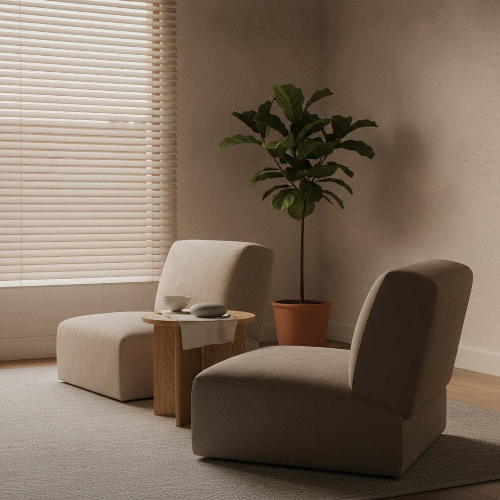 Peaceful mediation room setup in Toronto, illustrating low-conflict divorce planning and parenting schedules