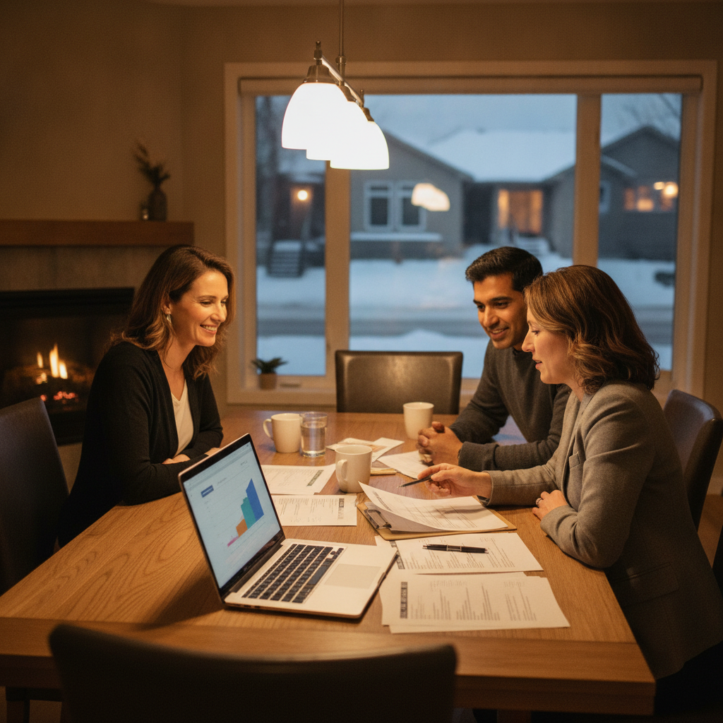 REALTOR meeting Edmonton homeowners to review a data-driven home pricing plan before listing on MLS